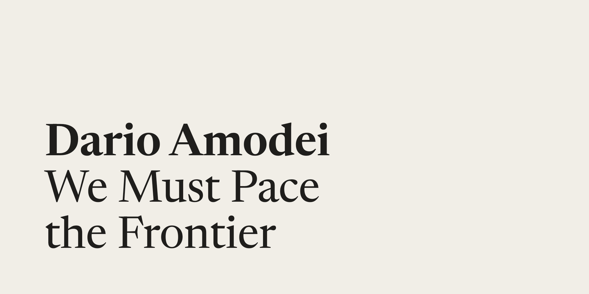 We Must Pace the Frontier essay