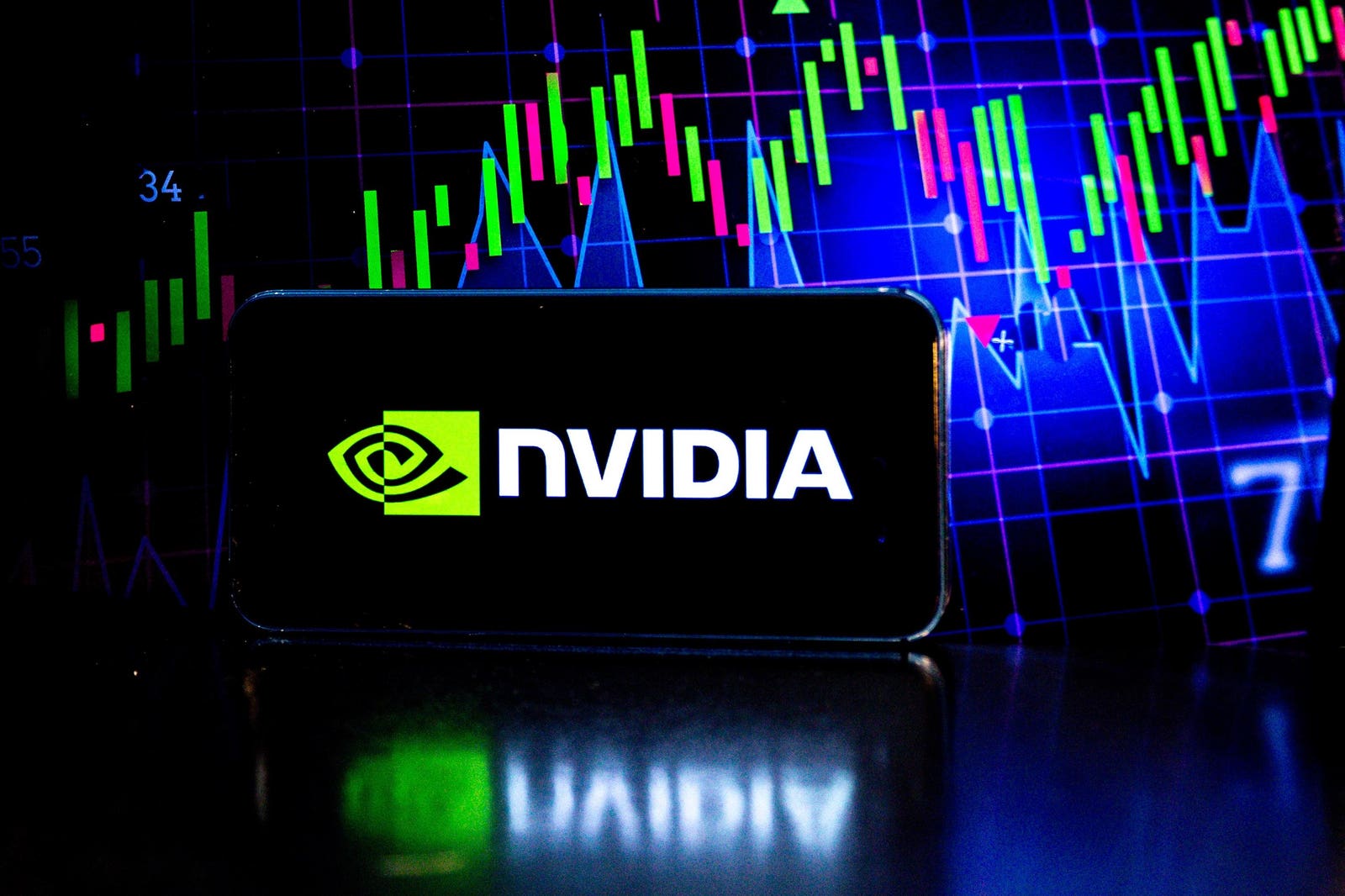 Nvidia 標誌與股價圖