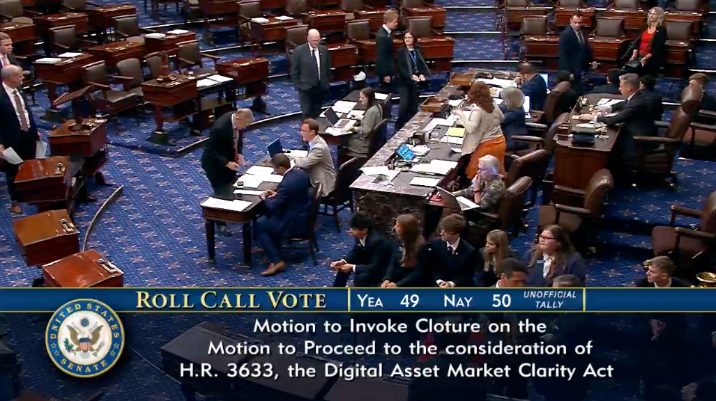 參議院 CLARITY Act 投票 49 比 50